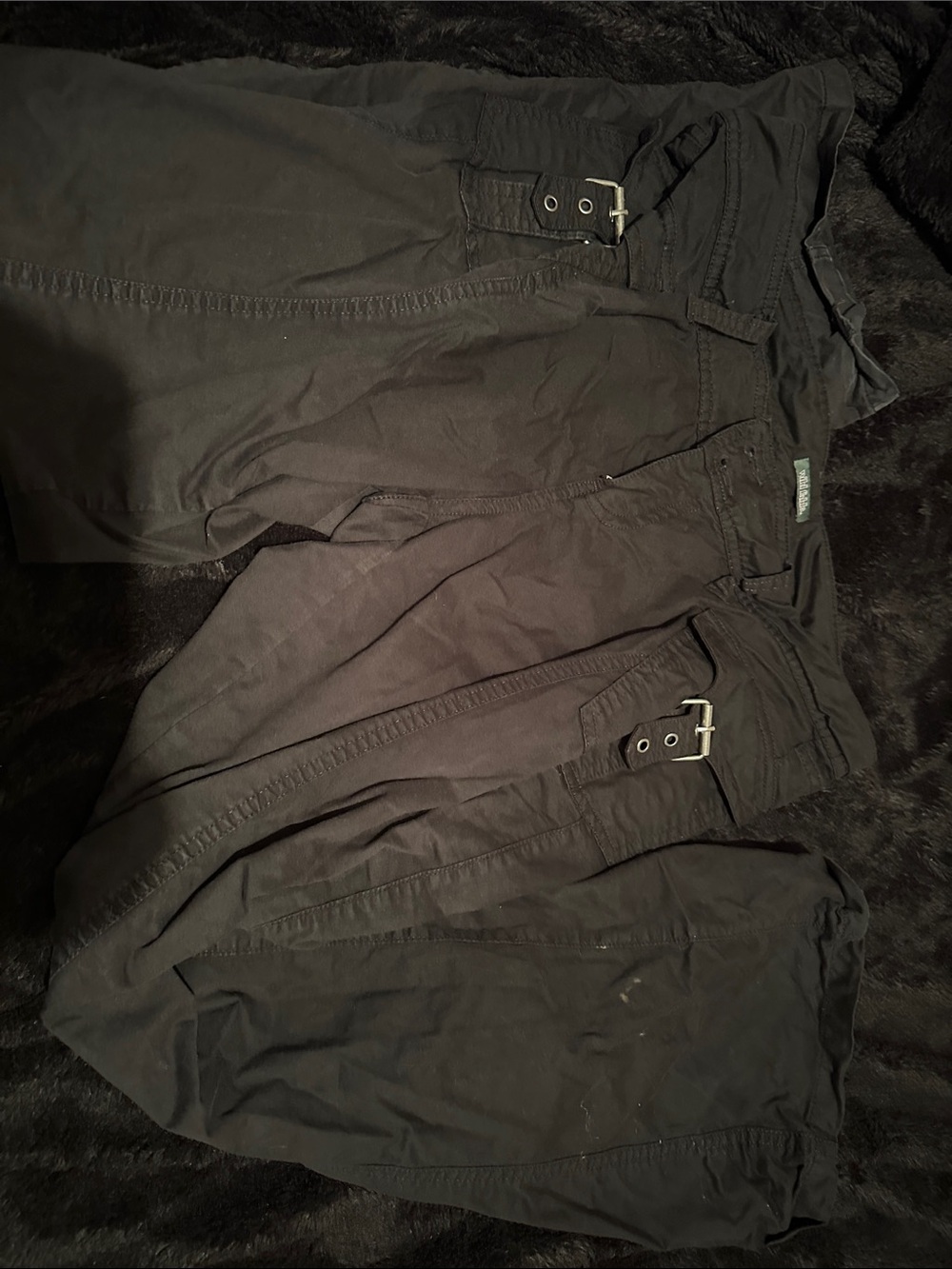 Black Utility Cargo Pants with Buckle Accents